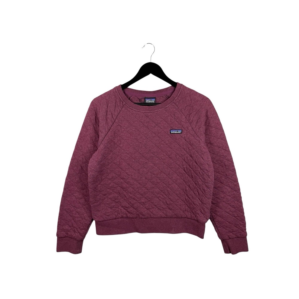 Patagonia Women's Quilted Crewneck Sweatshirt Wine Pullover Logo Size Small